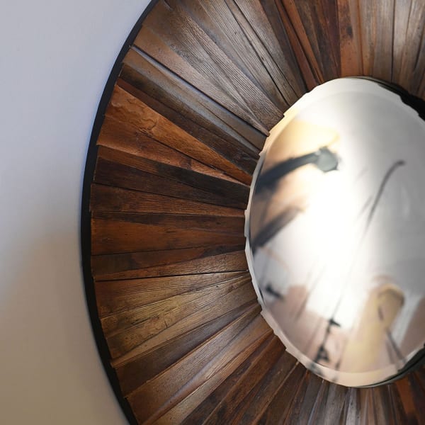 Rustic Round Wood Wall Mirror – Handcrafted Sunburst Design - Your Home Interiors - House & Home