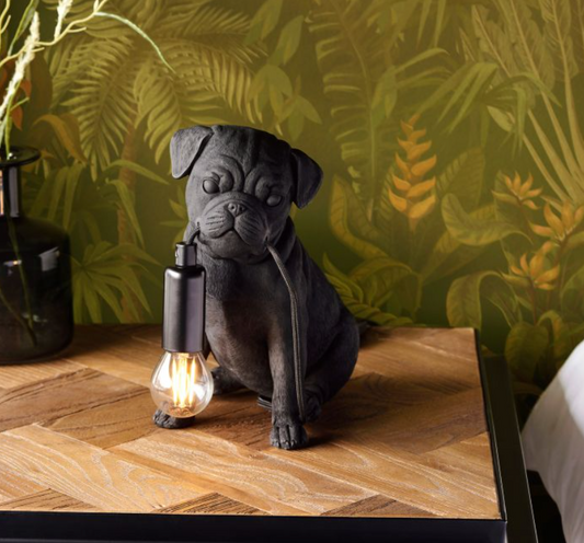 Quirky Black Resin Table Lamp – Dog Design & E14 Holder - 