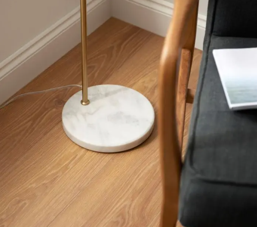Contemporary Matt Black & Gold Metal Floor Lamp - 145cm