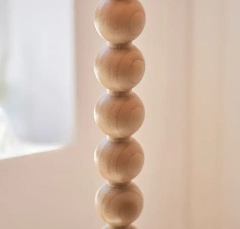 Modern Bobbled Natural Wood Floor Lamp – Base Only