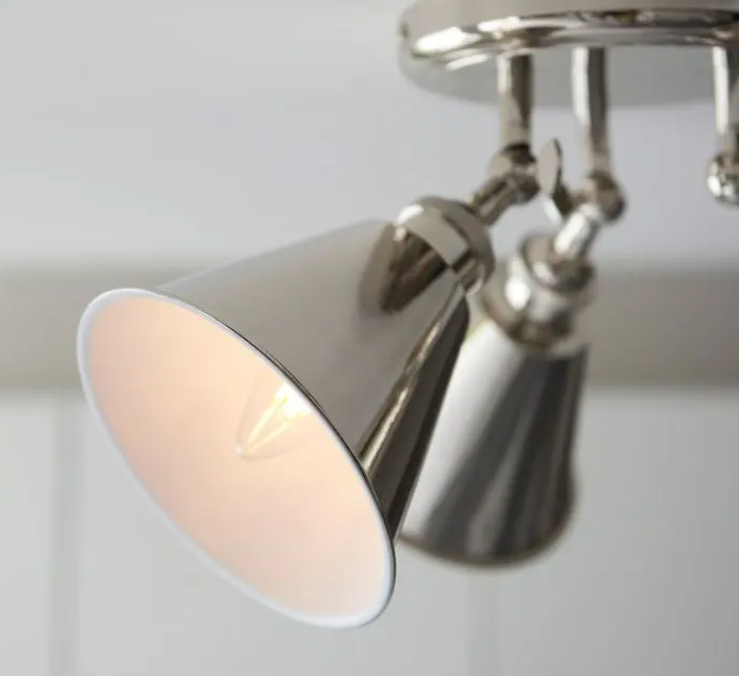 Modern Bright Nickel Steel Ceiling Light – 3 Spot Adjustable Fixture