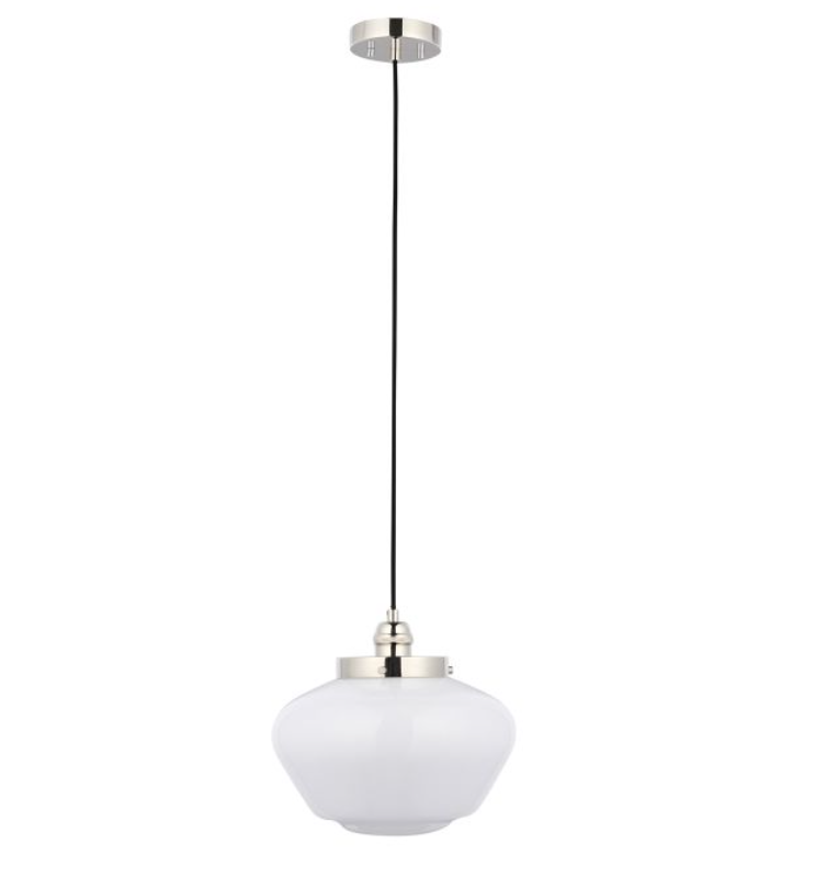 Modern Bright Nickel & Opal Glass Pendant Light – Modern Hanging Ceiling Fixture