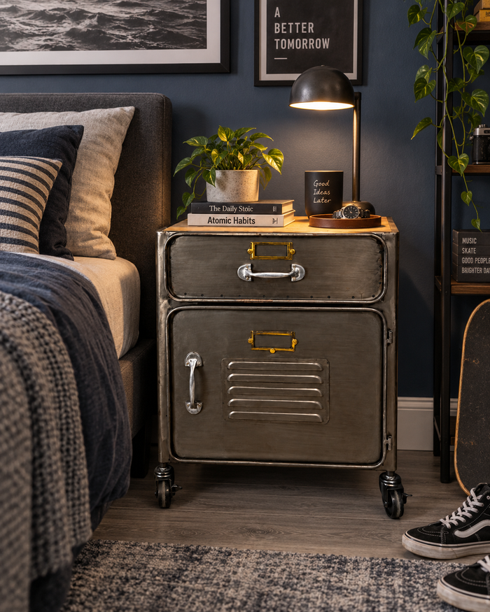 Industrial Locker Style Bedside Cabinet
