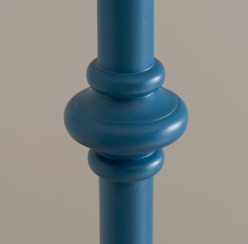 Elegant Marlin Blue Turned Wood Floor Lamp – Base Only