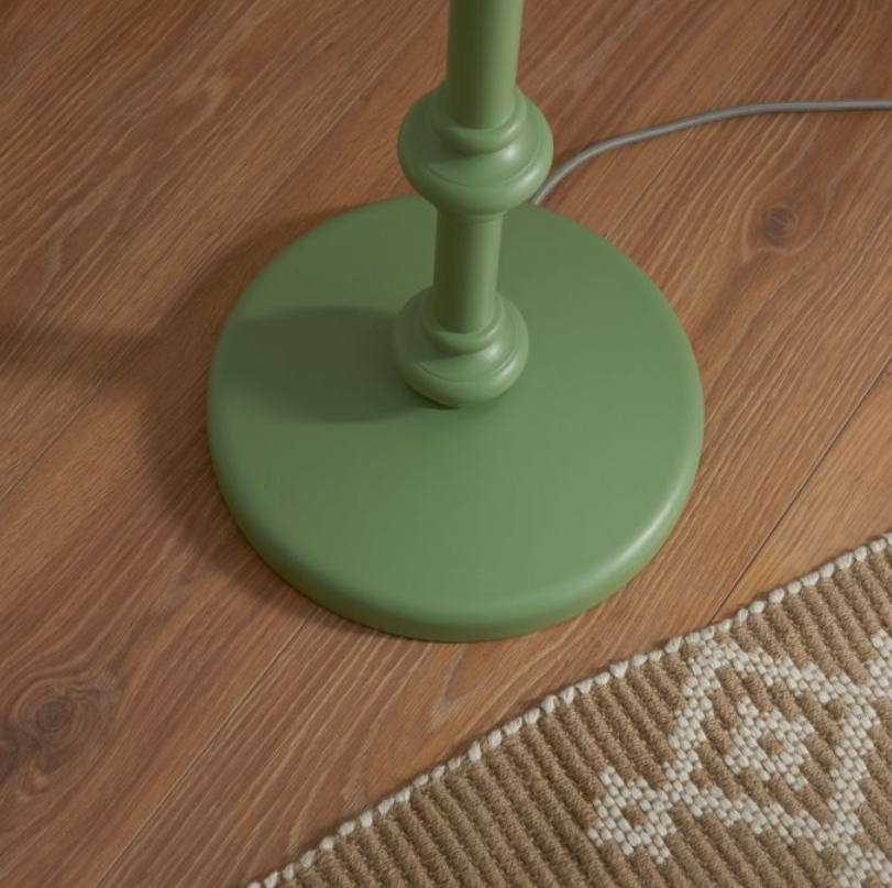 Elegant Cotswold Green Turned Wood Floor Lamp – Base Only
