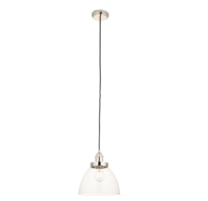 Modern Bright Nickel & Clear Glass Pendant Light – Sleek Dome Shade