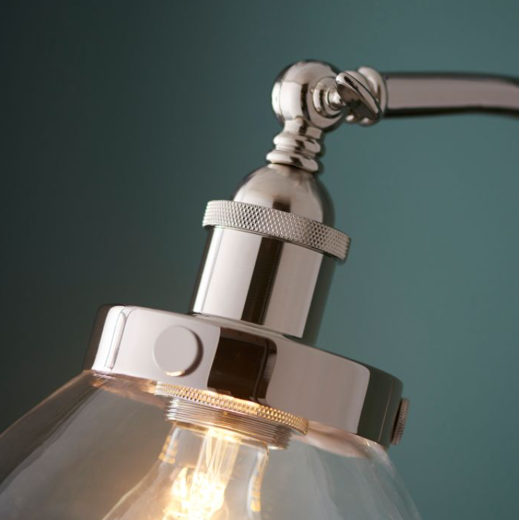 Modern Nickel & Clear Glass Glass Floor Lamp - 152cm