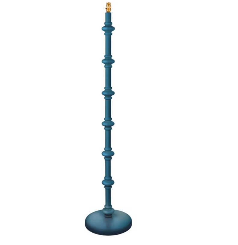 Elegant Marlin Blue Wooden Floor Lamp – Timeless Turned Design & Brass Detailing - Decor Interiors