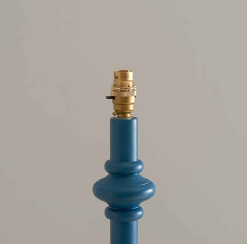 Elegant Marlin Blue Turned Wood Floor Lamp – Base Only