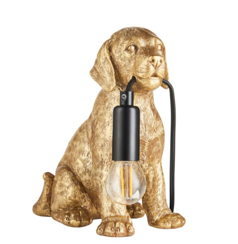 Quirky Vintage Gold Dog Design Table Lamp – 12cm