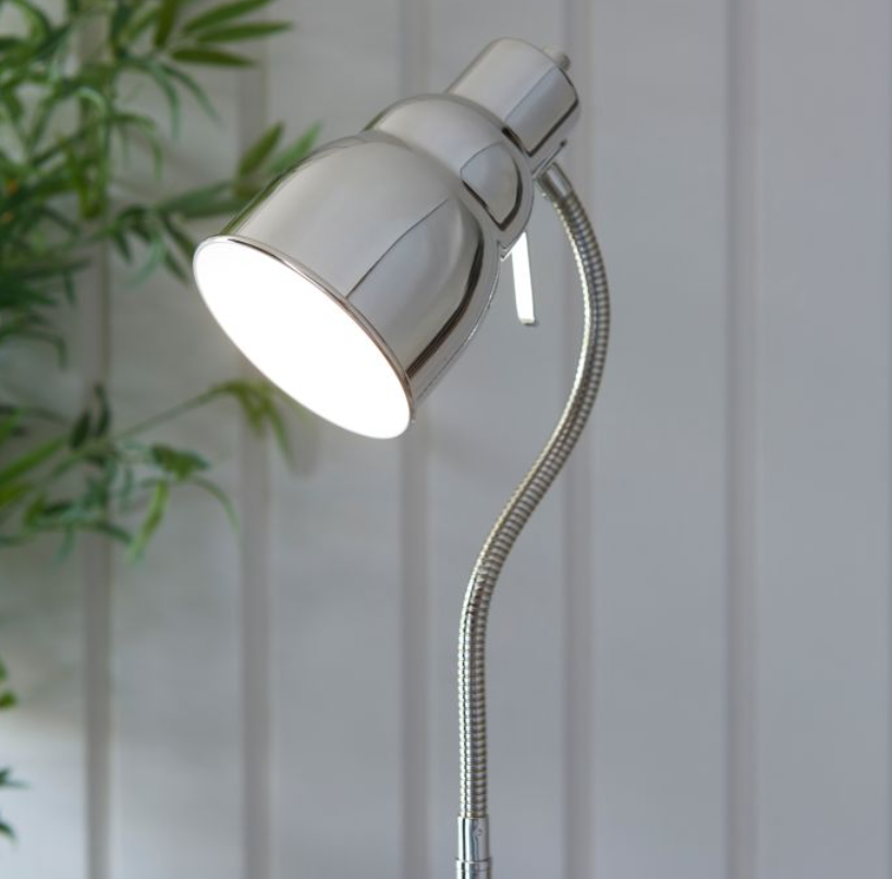 Modern Chromed Nickel Floor Lamp – Adjustable Head