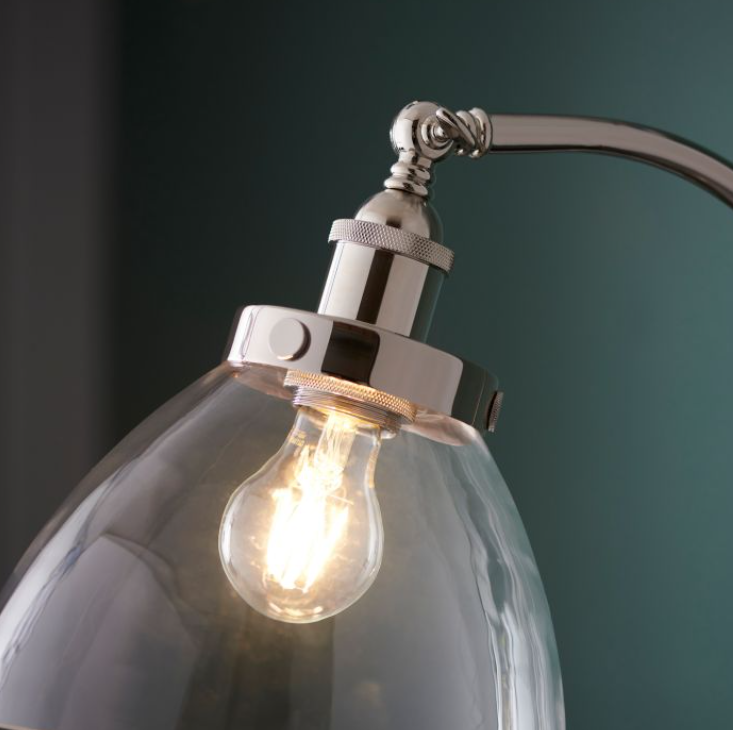 Modern Nickel & Clear Glass Glass Floor Lamp - 152cm