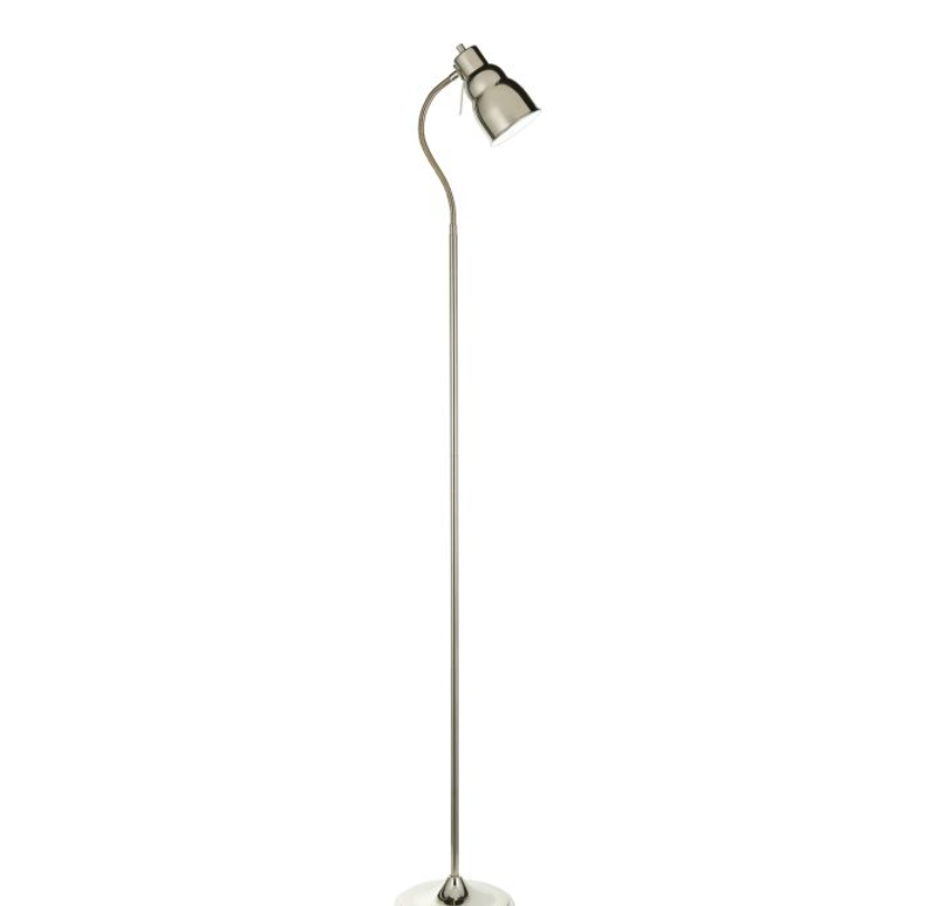 Sleek Bright Nickel Floor Lamp – Adjustable Steel Reading Light - Decor Interiors