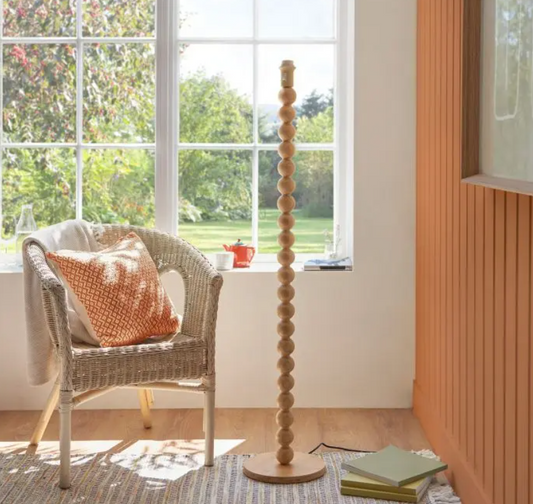Sculptural Natural Bamboo Floor Lamp – Contemporary Wooden Design & Steel Base - Decor Interiors