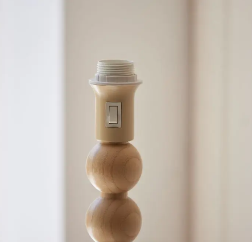 Modern Bobbled Natural Wood Floor Lamp – Base Only