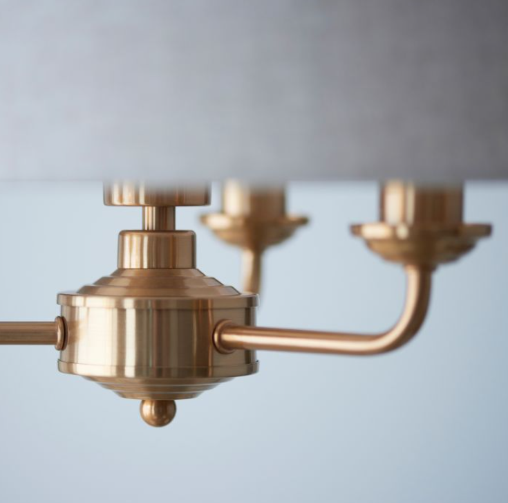 Classic Vintage Brass Pendant Light – Fabric Shade & Steel Frame
