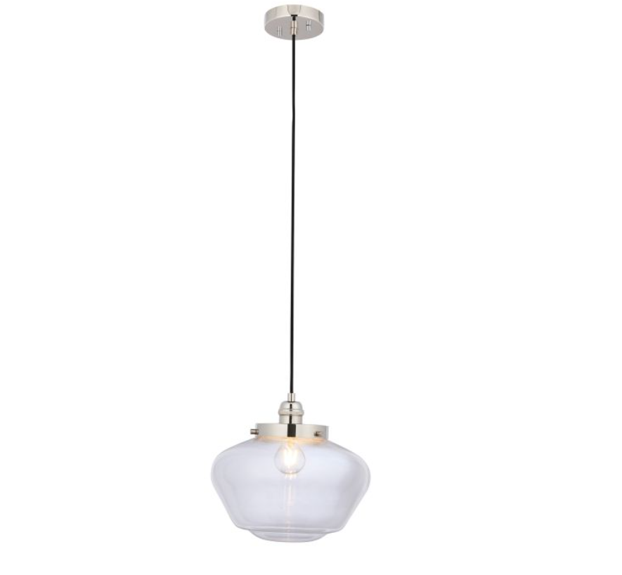 Modern Bright Nickel & Clear Glass Pendant Light – Modern Hanging Ceiling Fixture