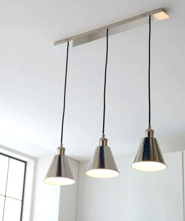 Modern Bright Nickel Pendant Light – 3-Light Stainless Steel & Adjustable Cables - Your Home Interiors