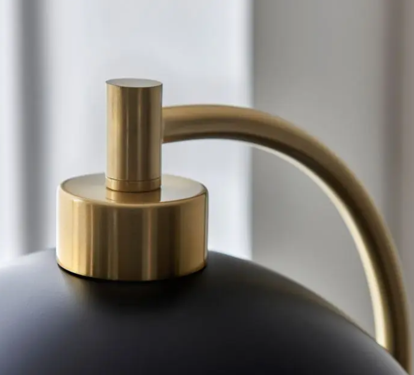 Contemporary Matt Black & Gold Metal Floor Lamp - 145cm