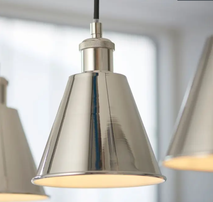 Modern Bright Nickel Pendant Light – 3-Light Stainless Steel & Adjustable Cables
