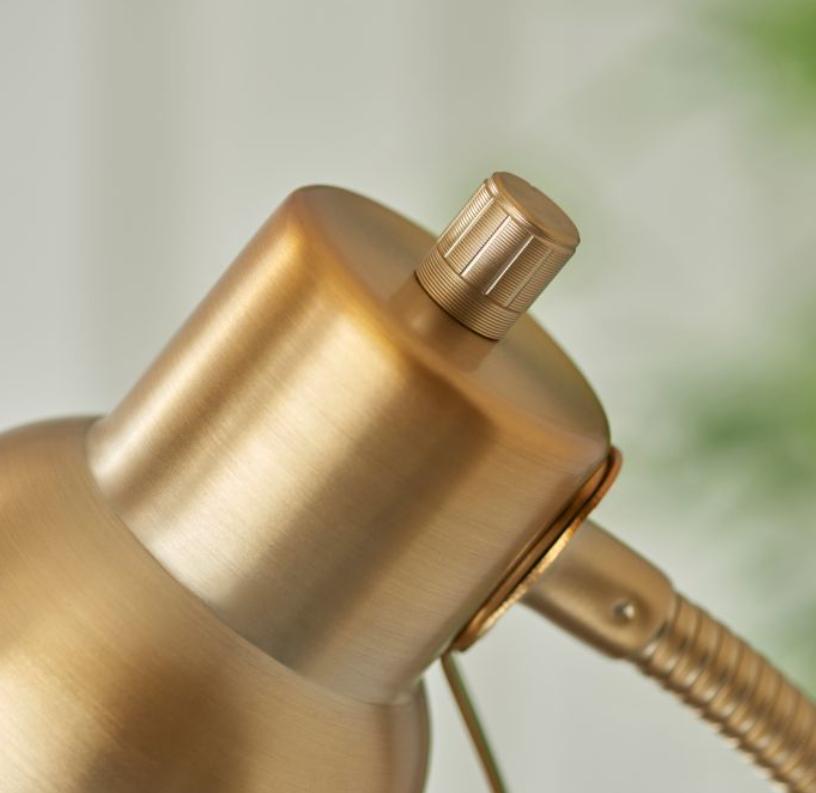 Modern Brushed Brass Floor Lamp – Adjustable Head