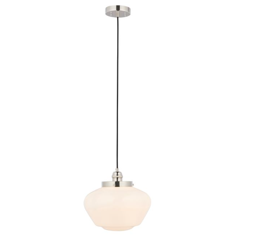 Modern Bright Nickel & Opal Glass Pendant Light – Modern Hanging Ceiling Fixture