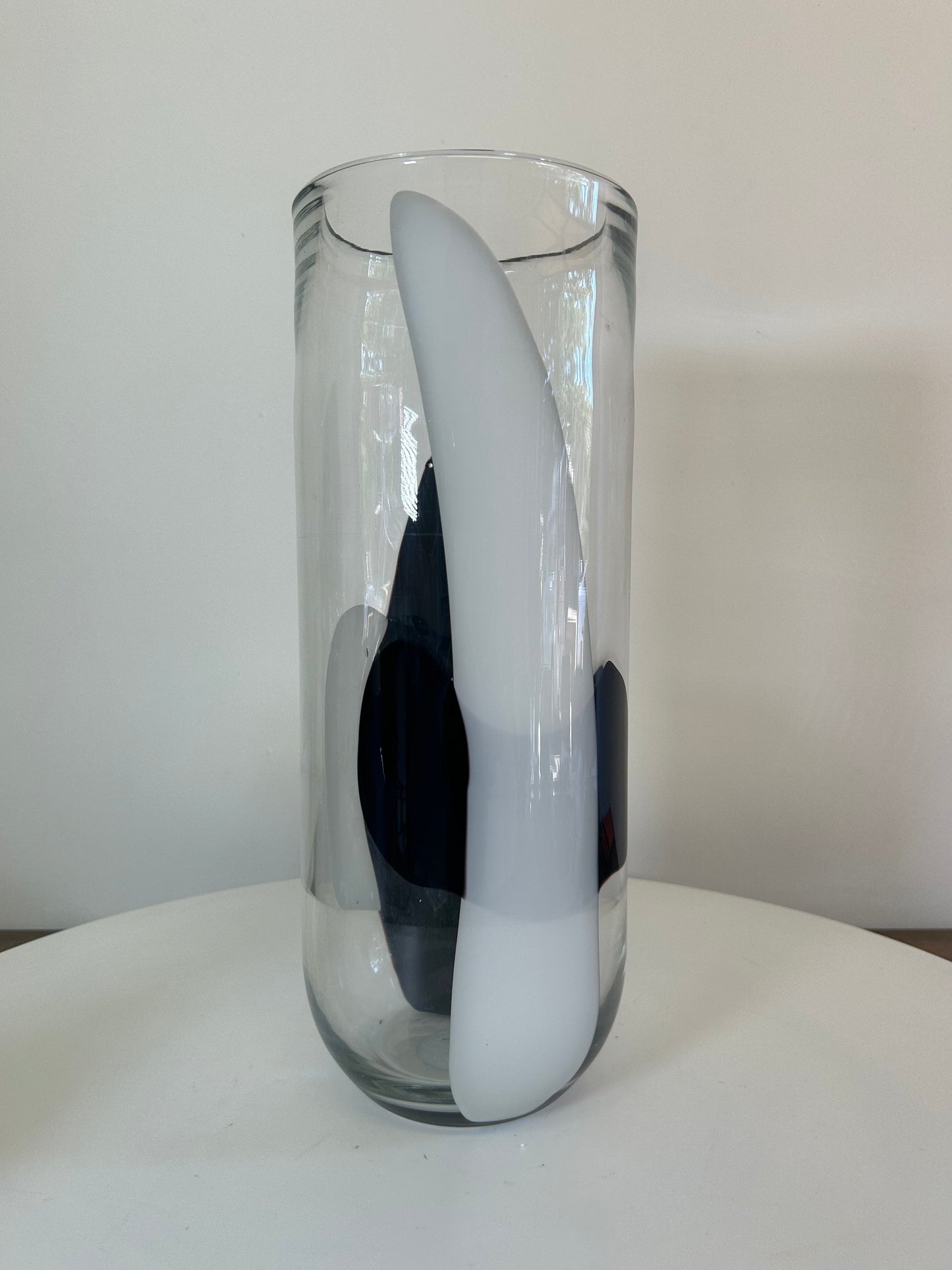Flower Stem Vase, Clear Glass, Black, White