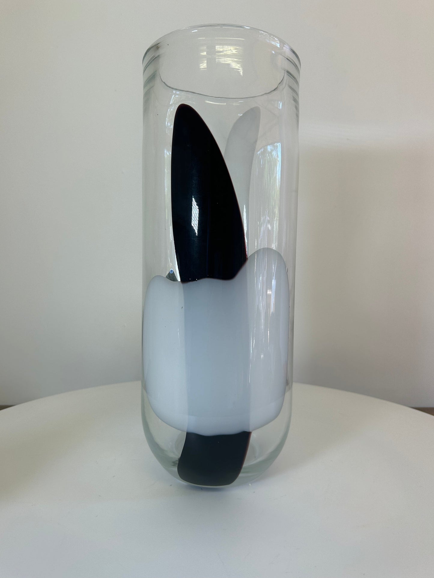 Flower Stem Vase, Clear Glass, Black, White