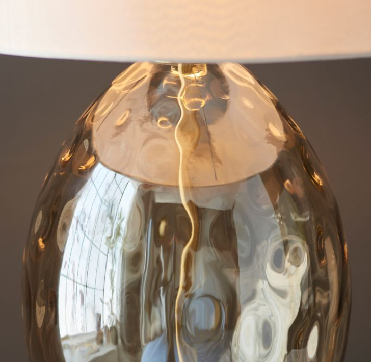 Contemporary Champagne Glass Table Lamp With Neutral Shade -53 cm