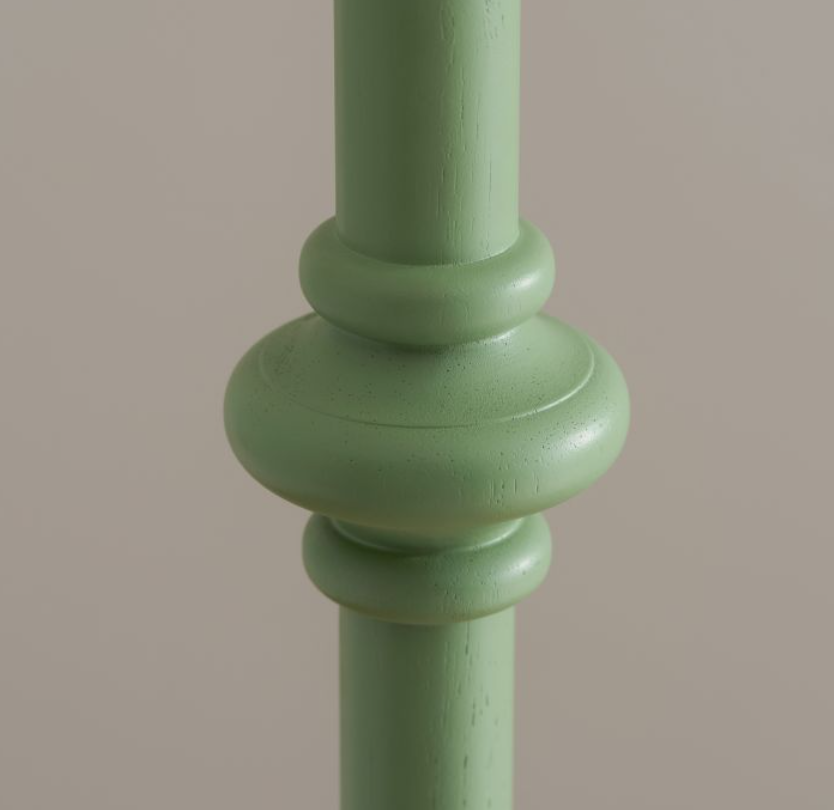 Elegant Cotswold Green Turned Wood Floor Lamp – Base Only