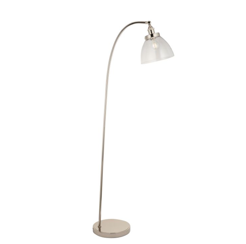 Modern Bright Nickel & Clear Glass Floor Lamp – Arched Design for Elegant Lighting - Decor Interiors