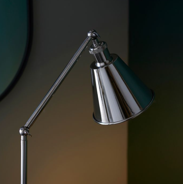 Modern Chromed Nickel Floor Lamp With Adjustable Head