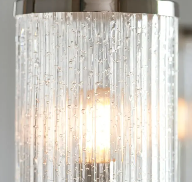 Elegant Bright Nickel Glass Chandelier – Modern Steel Frame & 5 Light Design