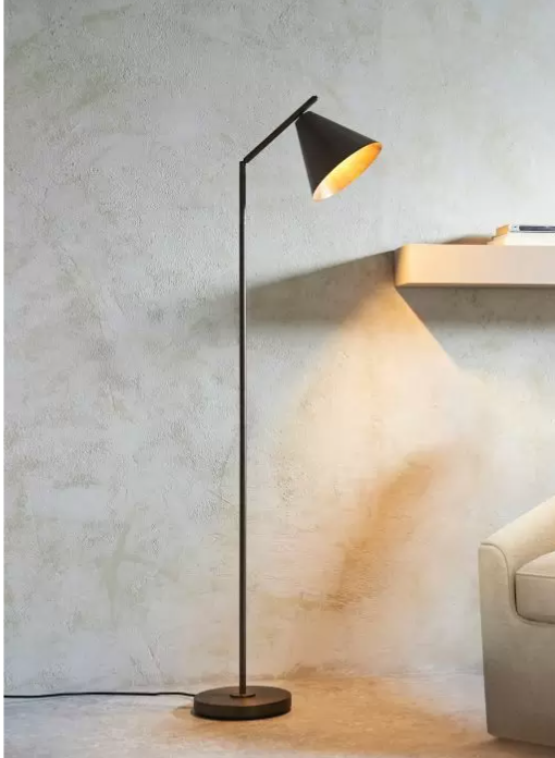 Modern Antique Bronze Metal Floor Lamp with Cone Shade