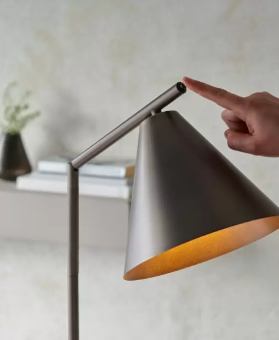 Modern Antique Bronze Metal Floor Lamp with Cone Shade