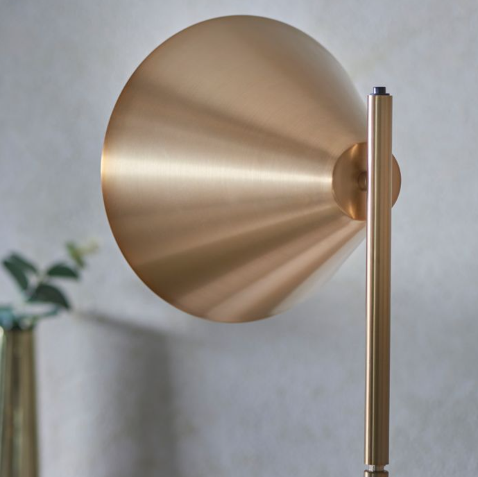 Modern Antique Brass Floor Lamp with Cone Shade