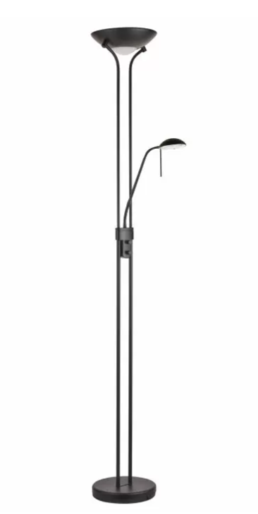 Modern Black Metal Floor Lamp With Integrated Reading Light
