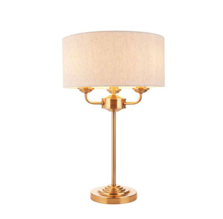 Classic Vintage Brass Table Lamp – Elegant Steel Frame & Fabric Shade - 