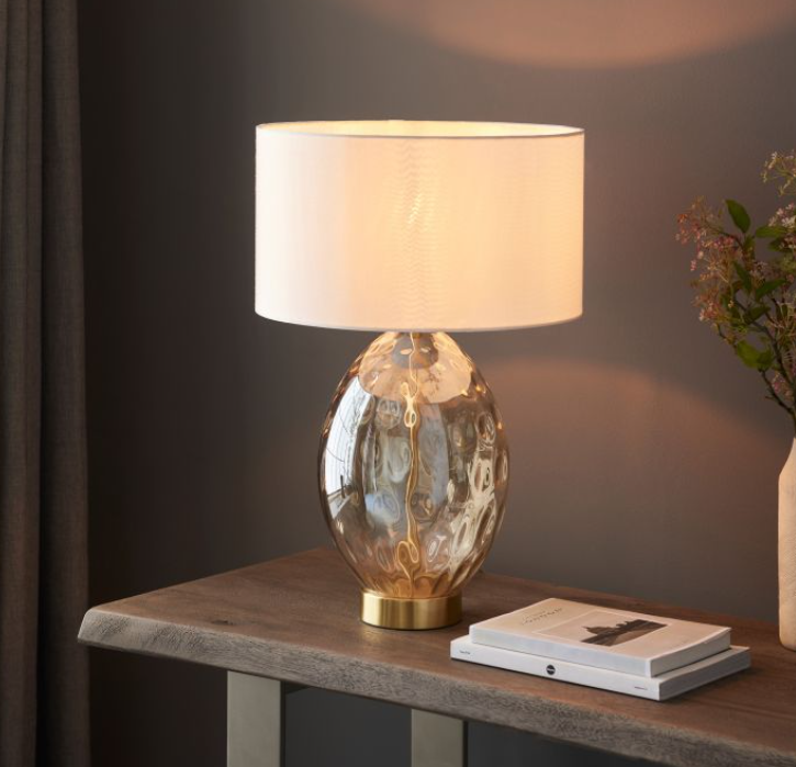 Contemporary Champagne Glass Table Lamp With Neutral Shade -53 cm