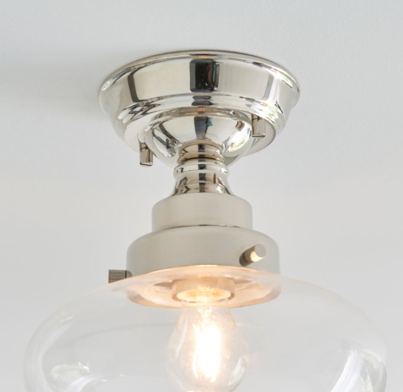 Vintage Bright Nickel & Clear Glass Ceiling Light – Classic Flush Mount