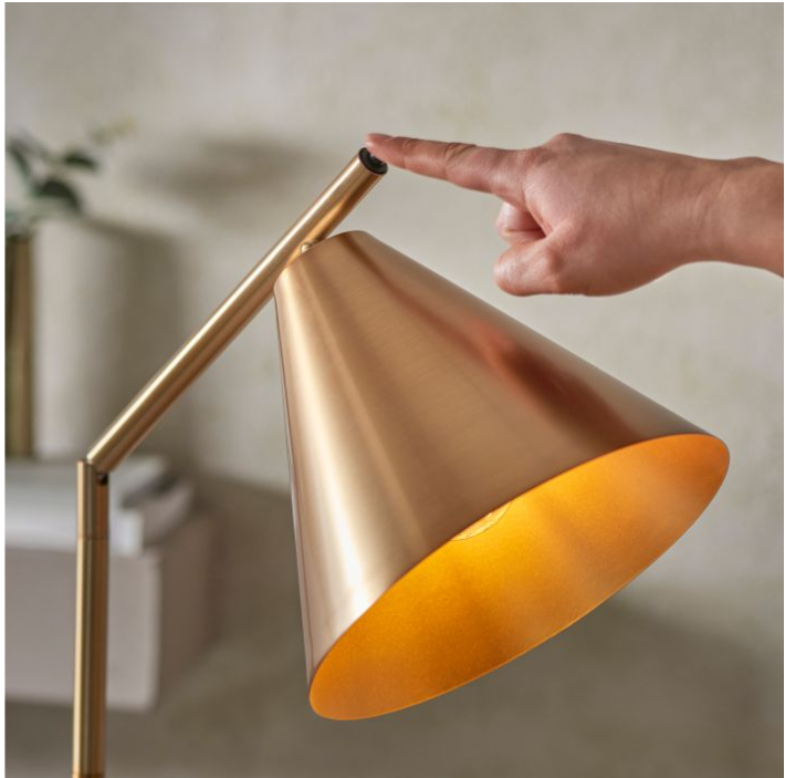 Modern Antique Brass Floor Lamp with Cone Shade