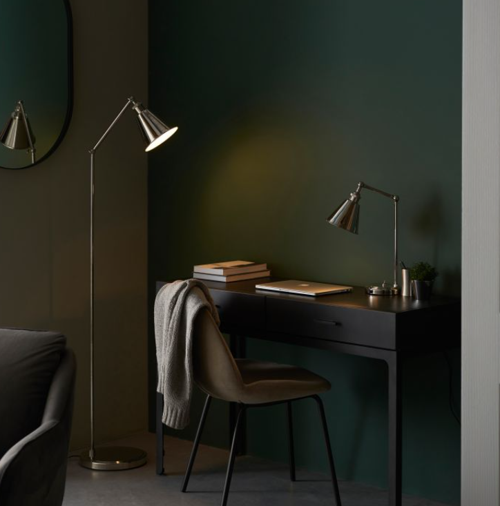 Modern Bright Nickel Desk Lamp – Adjustable Arm - 55cm