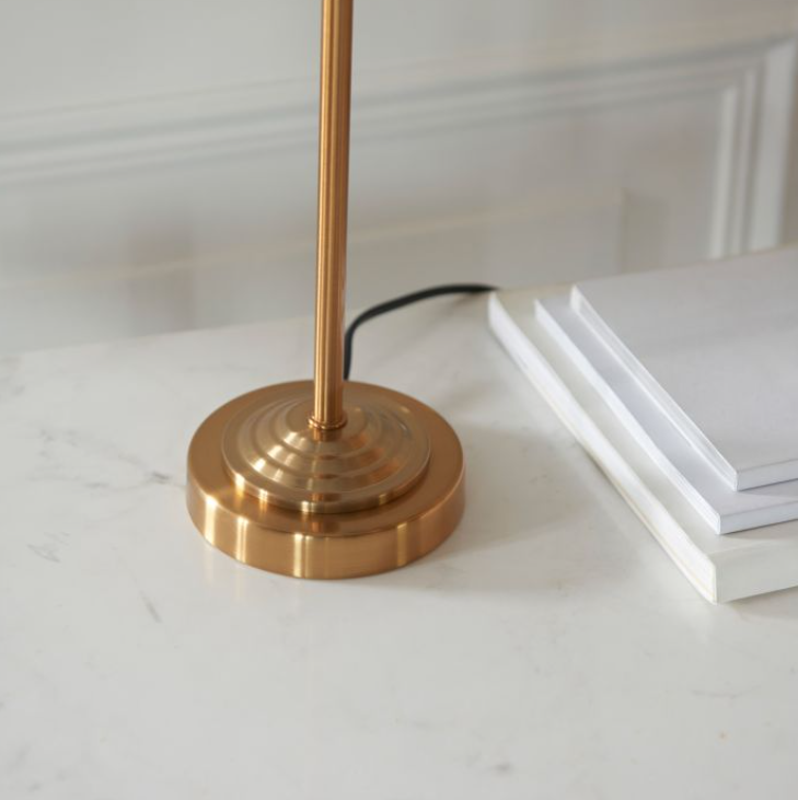 Elegant Vintage Brass Table Lamp – Slim Steel Frame & Fabric Shade -44 cm