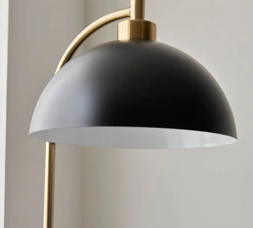 Contemporary Matt Black & Gold Metal Floor Lamp - 145cm