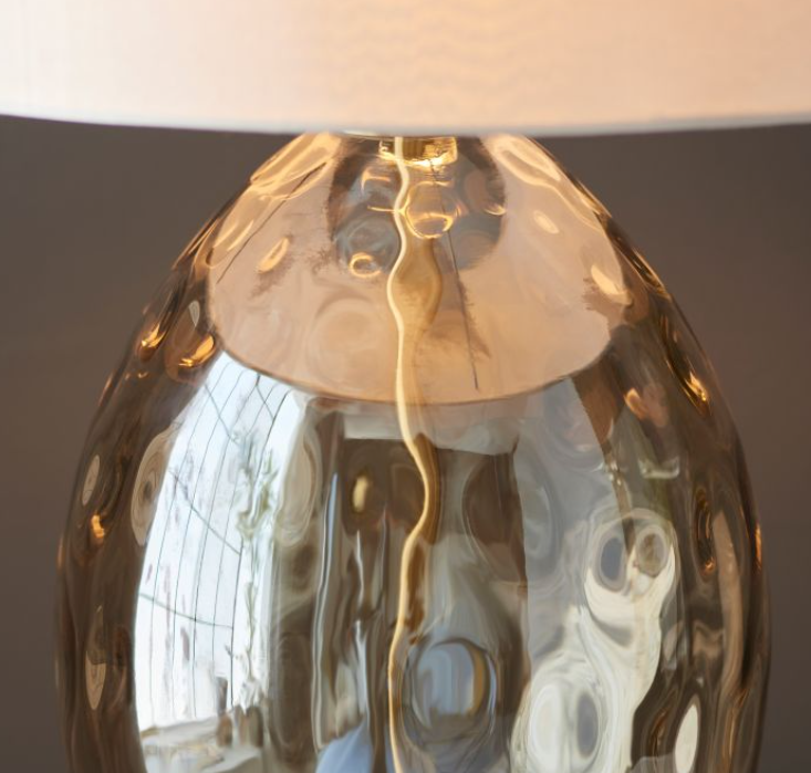 Contemporary Champagne Glass Table Lamp With Neutral Shade -53 cm