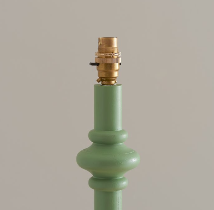 Elegant Cotswold Green Turned Wood Floor Lamp – Base Only