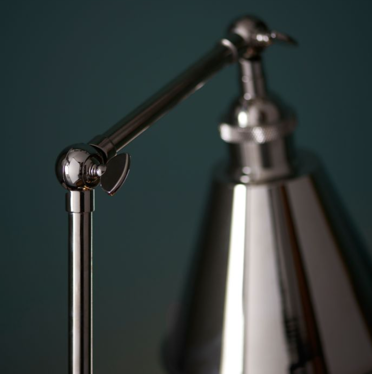Modern Bright Nickel Desk Lamp – Adjustable Arm - 55cm