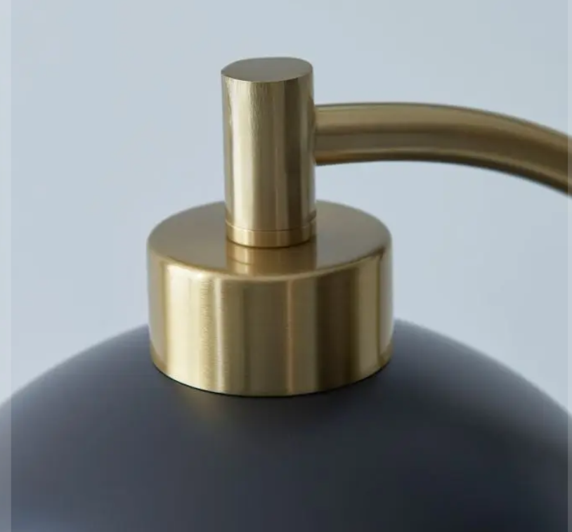 Modern Brass Table Lamp With Matt Black Shade -54 cm